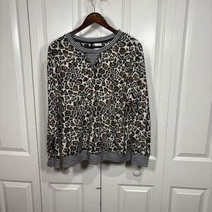 Secret Treasures Animal Print Pajama Top Women XL 16 18 Leopard Lounge Cozy Fall